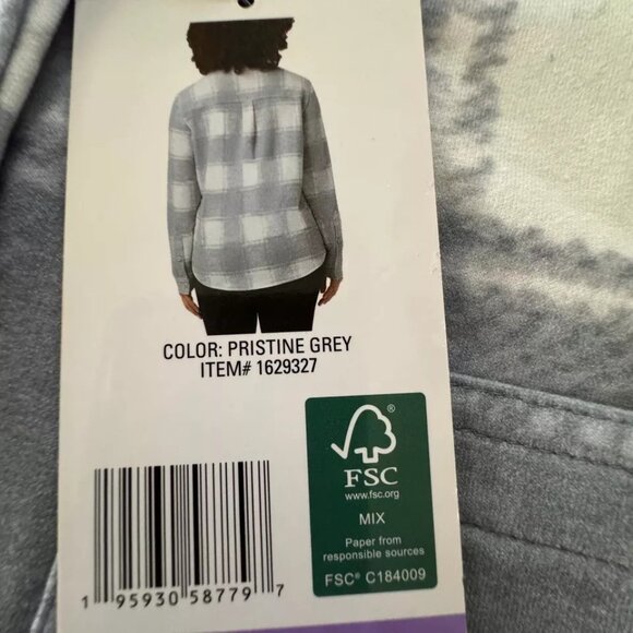 32 Degrees Heat Cozy Knit Button-Up Warm Plaid Shirt Gray XS X-SMALL - Picture 6 of 6
